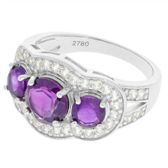 14K Gold Semi Mount Ring Setting Round RD 7x7 RD 5x5mm 3 Stones Halo Diamond Accent Syzjewelry