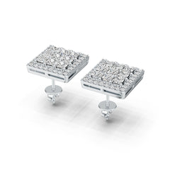 Sterling Silver Semi Mount Earrings Setting Princess SQ 3X3mm with White Topaz DHJ