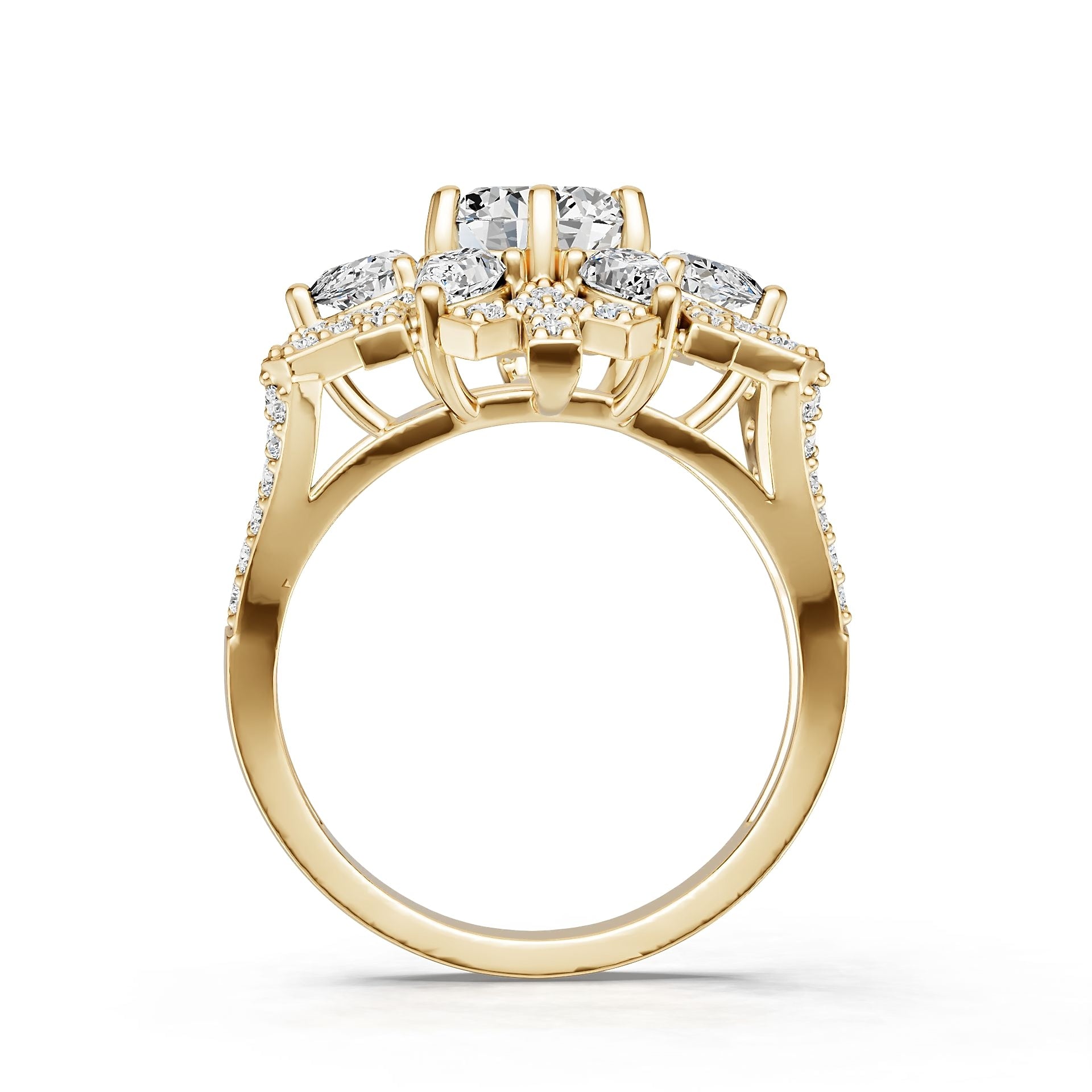 10K Gold Semi Mount Ring Setting Round Ro 4x3mm Syz Jewelry