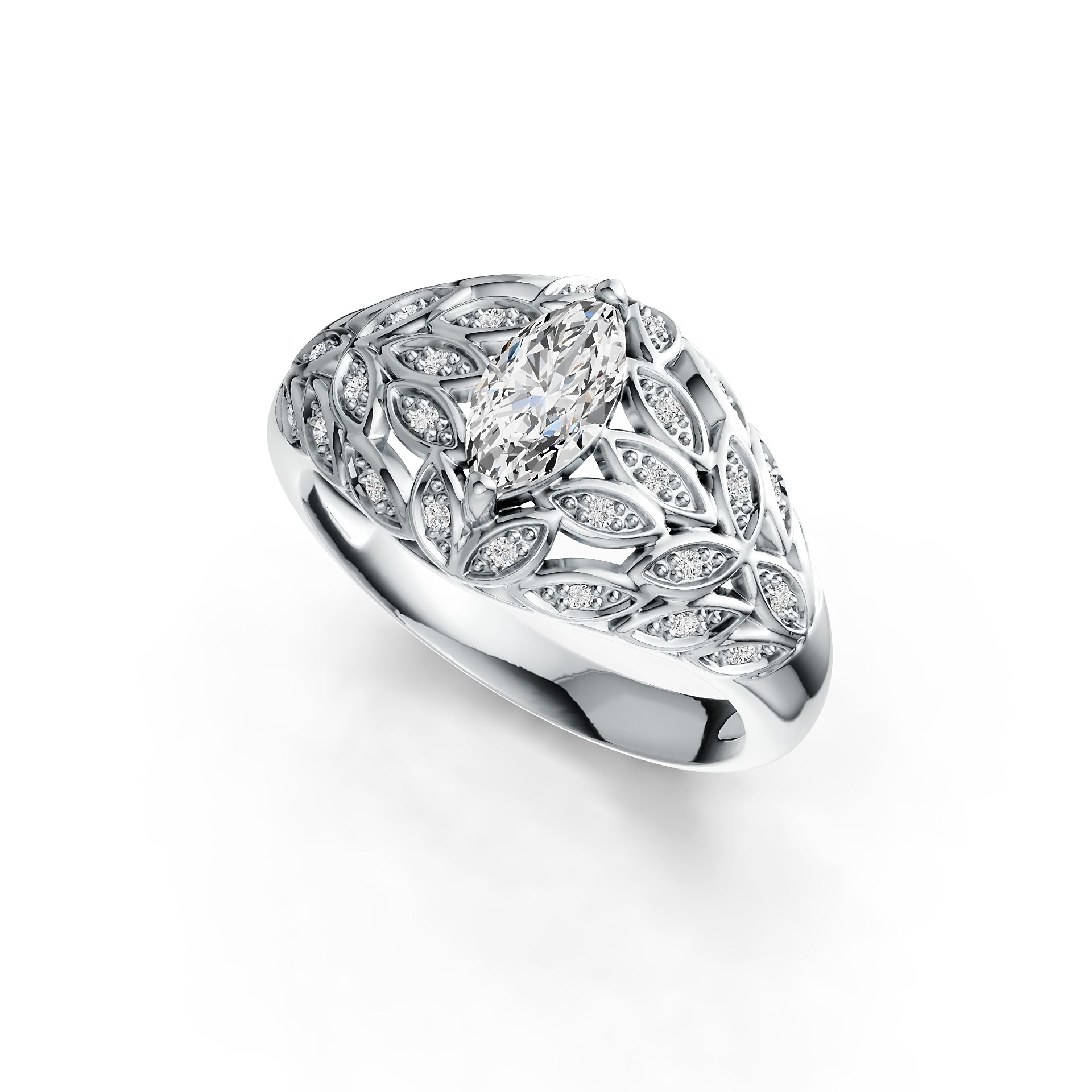 Sterling Silver Semi Mount Ring Setting Marquise MQ 9X4.5mm DHJ