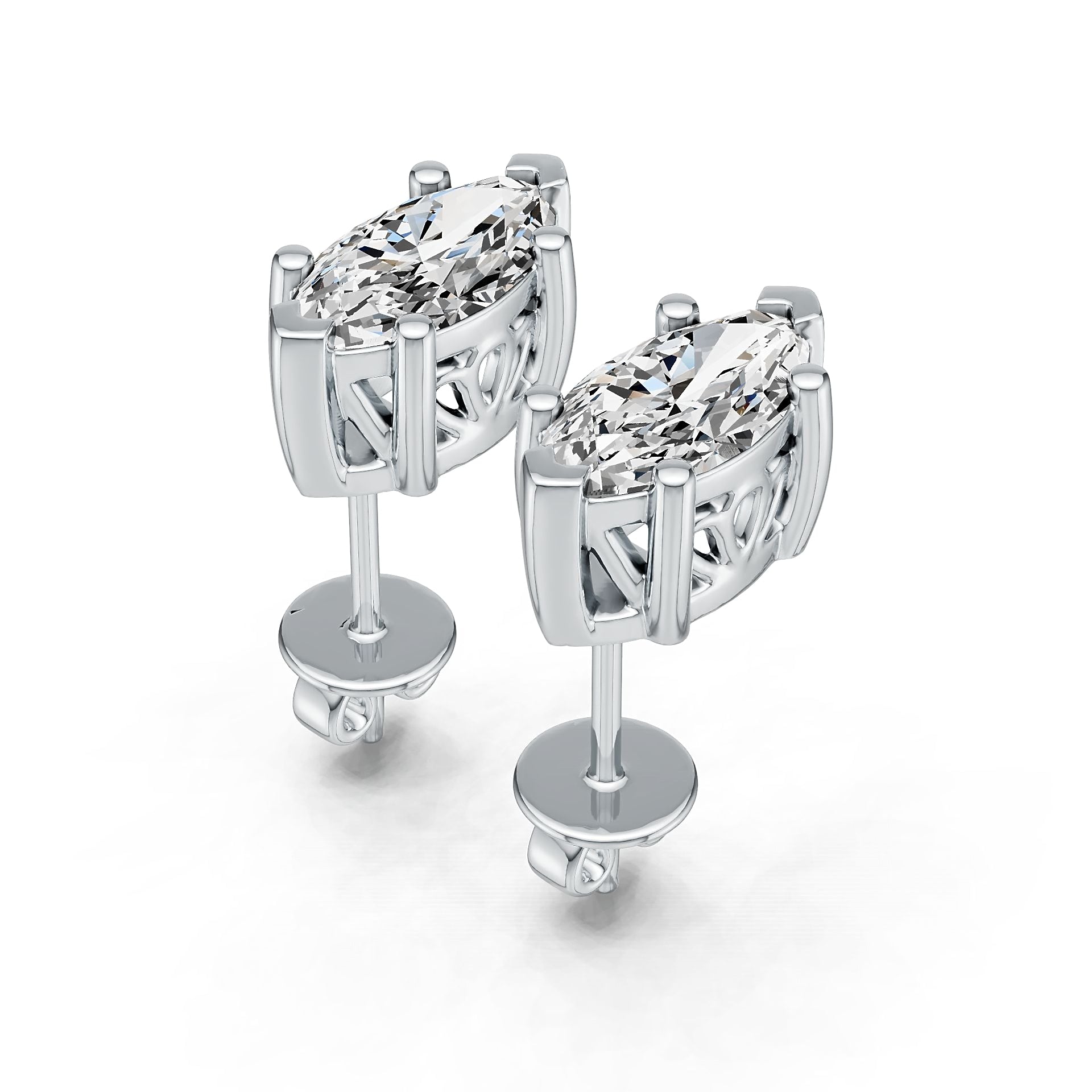 18K Gold Semi Mount Earrings Setting Marquise MQ 9X4.5mm Stud DHJ