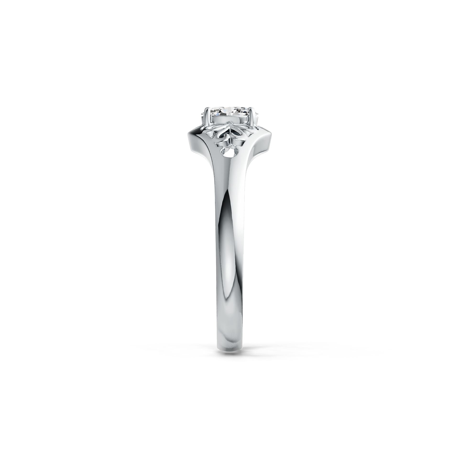 Platinum Semi Mount Ring Setting Oval OV 6X4mm Solitaire Open Filigree DHJ