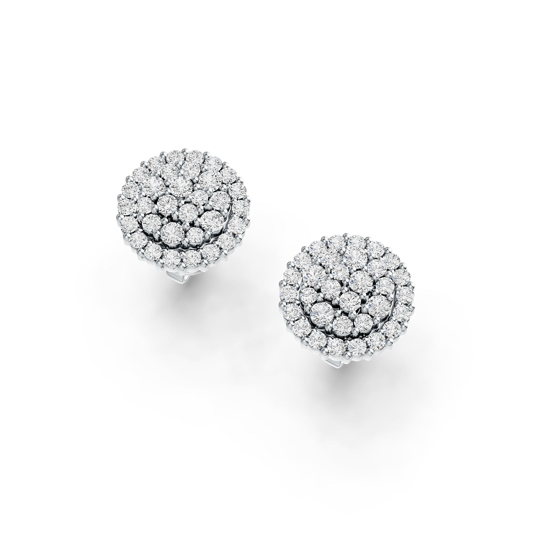 Sterling Silver Earrings Cluster Round Shaped Stud with White Topaz or Moissanite DHJ