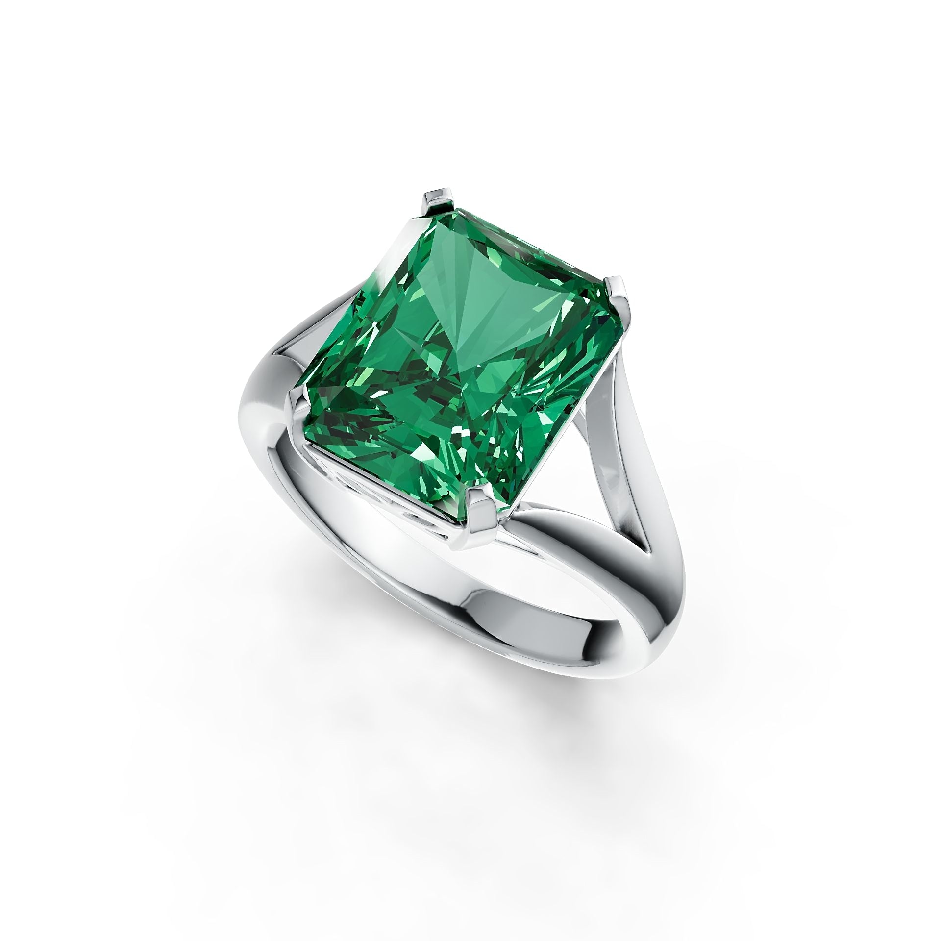 Sterling Silver Semi Mount Ring Setting Emerald OCT 12X10mm Solitaire Split Shank DHJ
