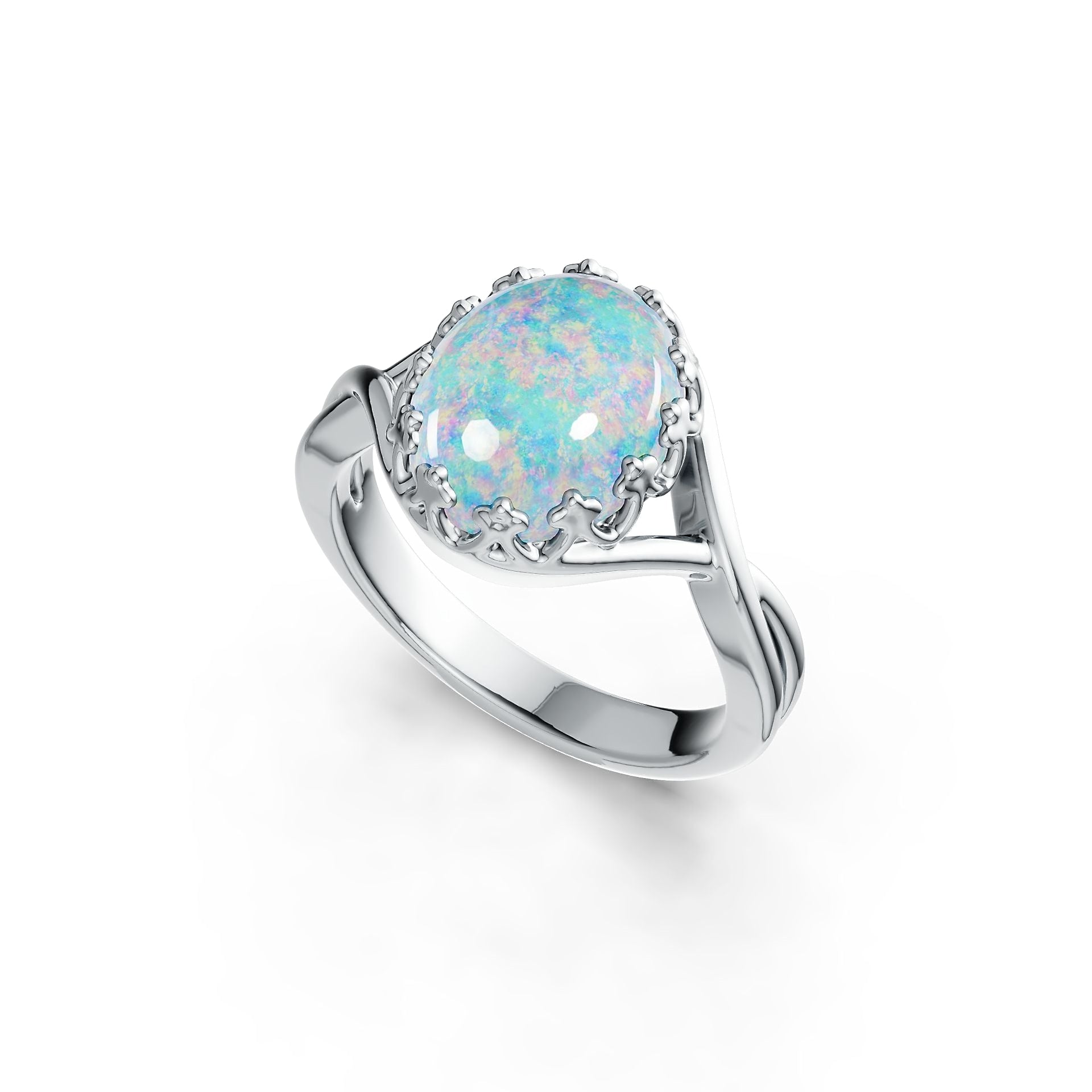 Sterling Silver Semi Mount Ring Setting Oval OV 11X9mm Split Shank Art Nouveau DHJ