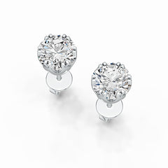 Sterling Silver Semi Mount Earrings Setting Round RD 7x7mm Simple Minimalist DHJ