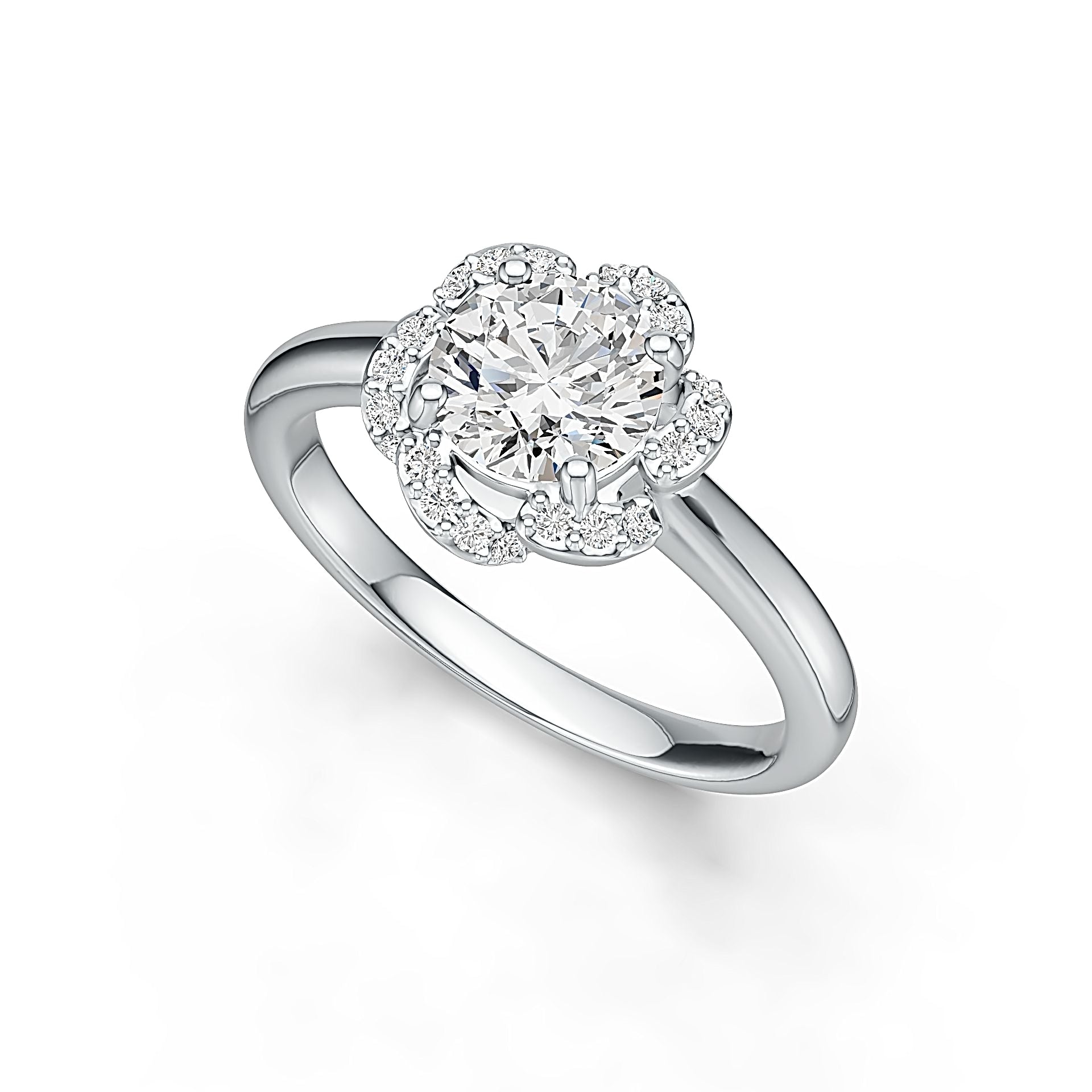 Sterling Silver Semi Mount Ring Setting Round RD 6x6mm Halo Flower Ring Syzjewelry