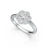 Sterling Silver Semi Mount Ring Setting Round RD 6x6mm Halo Flower Ring Syzjewelry