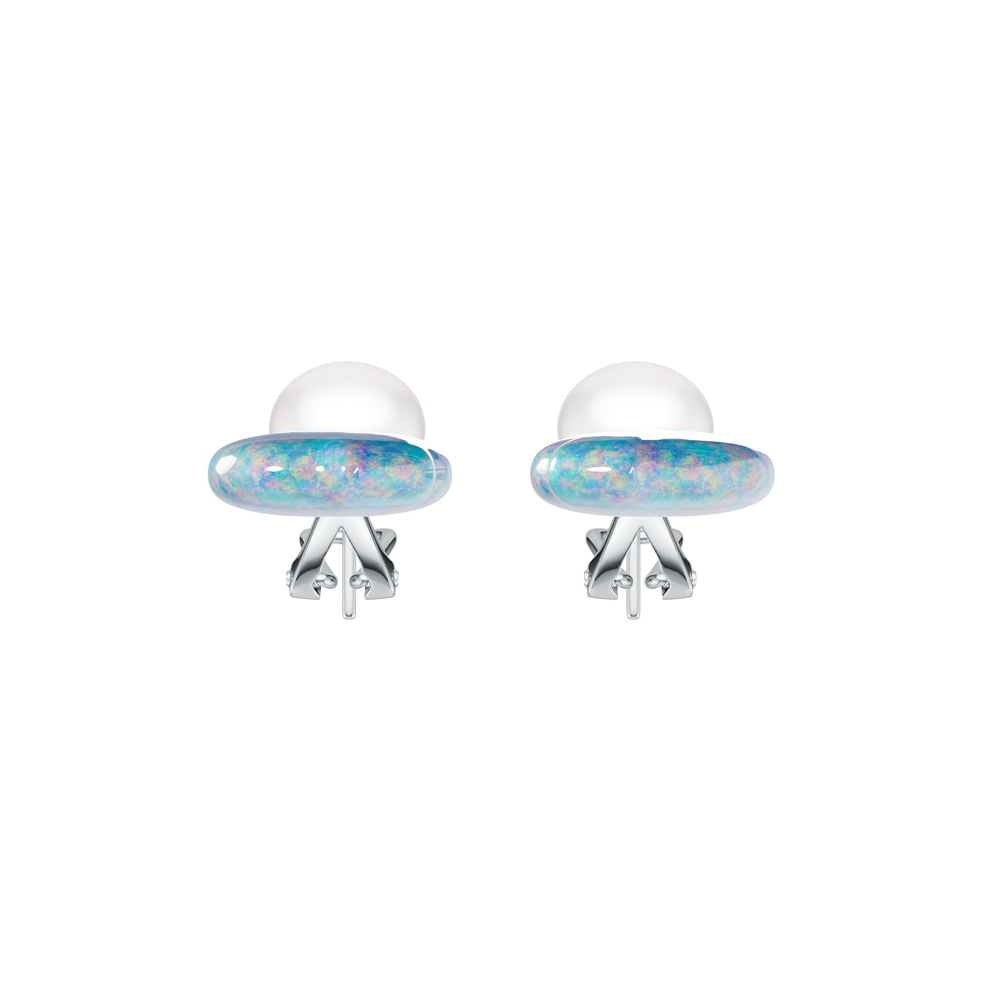 Sterling Silver Semi Mount Earrings Setting Round RD 9x9mm Pearl DHJ