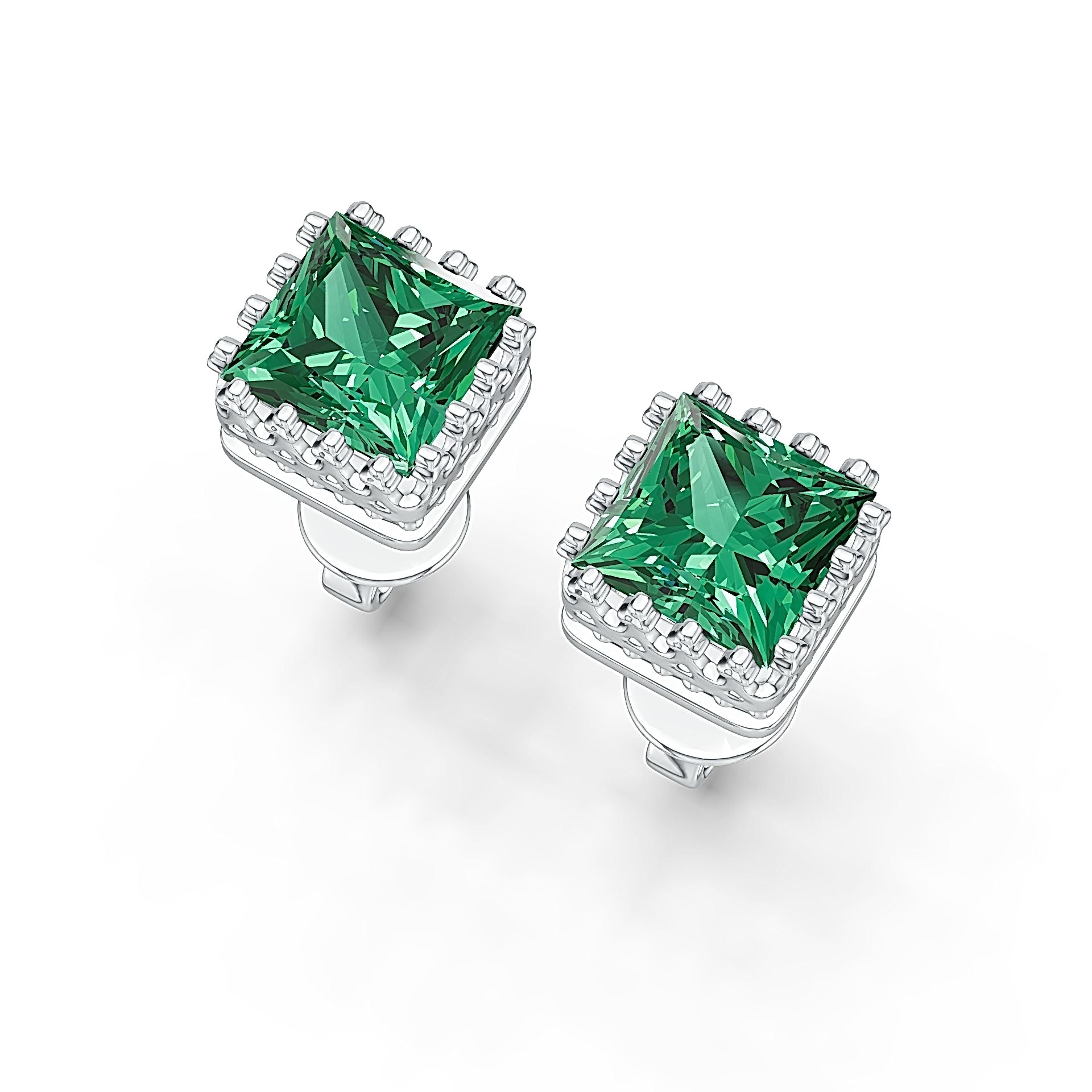 Sterling Silver Semi Mount Earrings Setting Princess SQ 6x6mm DHJ