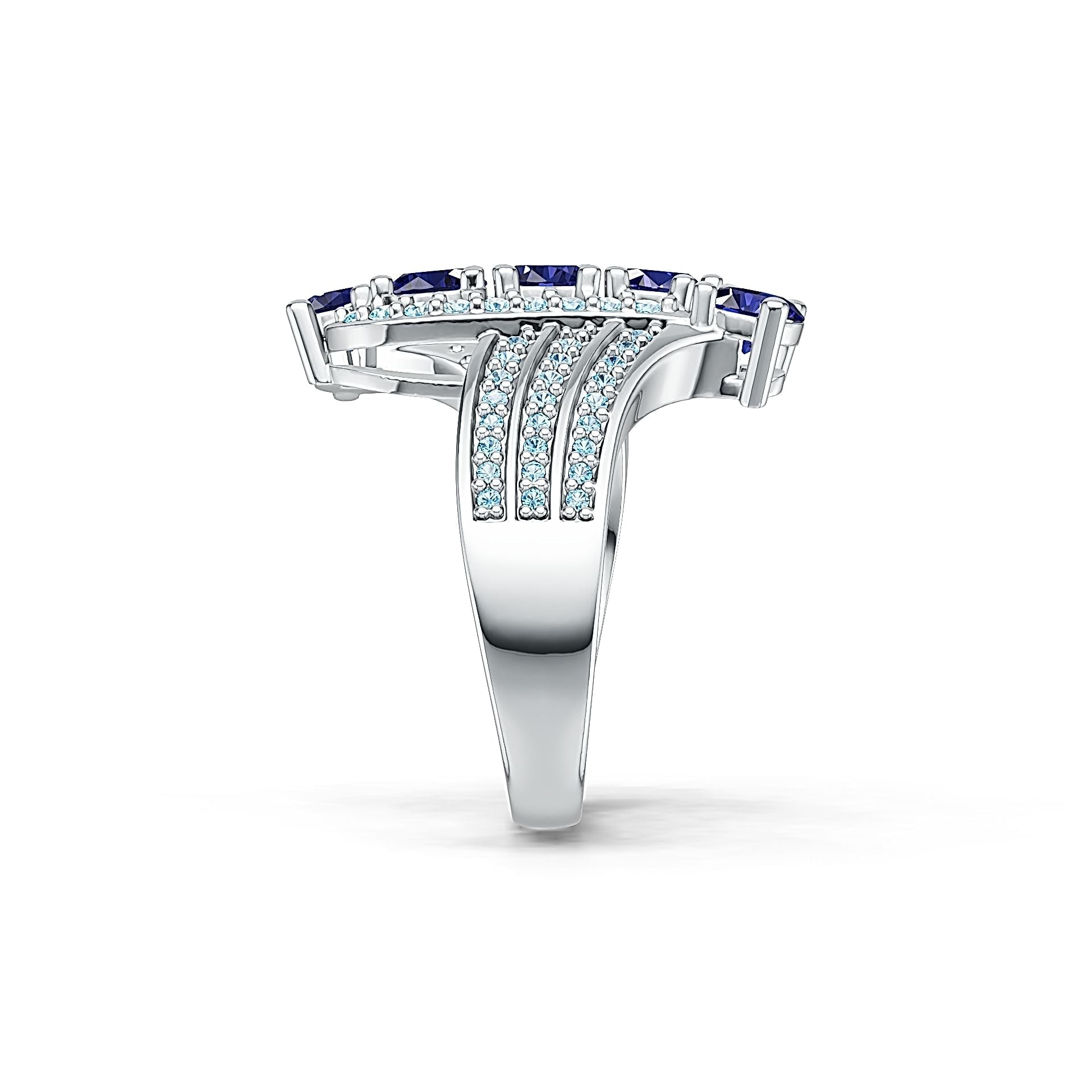 Platinum Semi Mount Ring Setting Round RD 4.5x4.5mm with White Topaz Diamond Accent DHJ