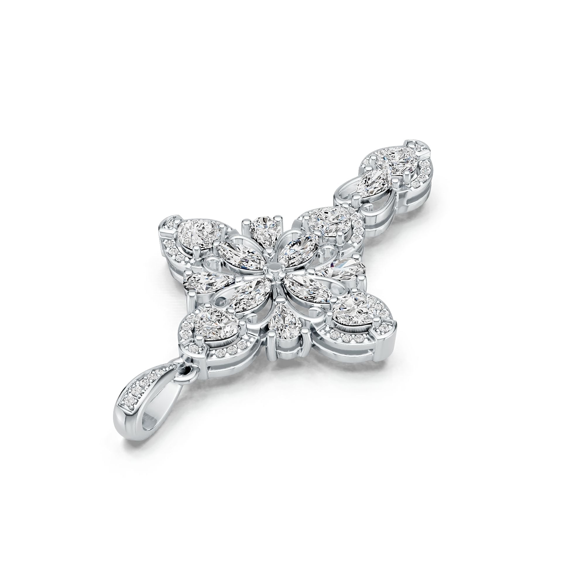 10K Gold Semi Mount Pendant Setting Marquise MQ 6X3mm PE 5X3mm HT 4X4mm Moissanite Accent DHJ