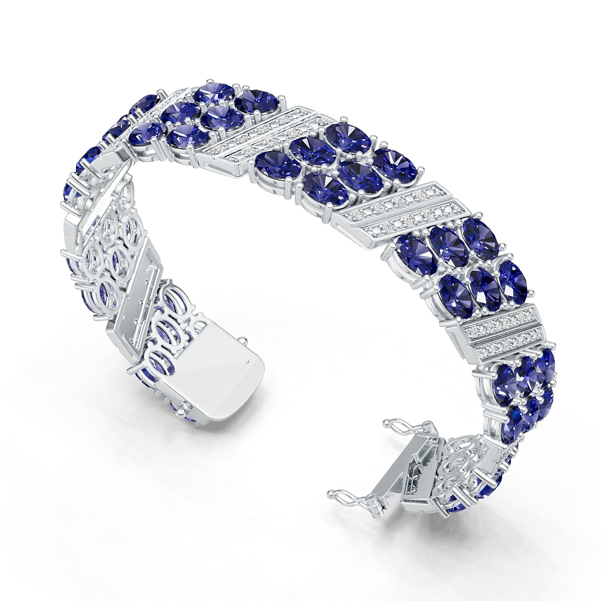 Sterling Silver Semi Mount Bracelet Setting Round Rd 7x5mm Diamond Accent DHJ