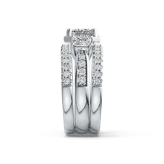 14K Gold Semi Mount Ring Setting Princess SQ 5X5mm SQ 4X4mm Diamond Accent DHJ