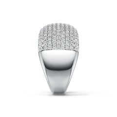 Platinum Dome Pave Ring with or Moissanite Diamond Accent DHJ