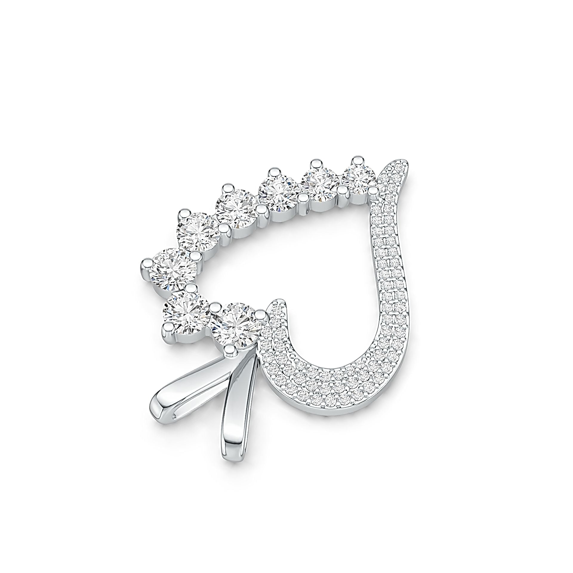 Sterling Silver Semi Mount Pendant Setting Round RD 5x5mm Heart Theme DHJ