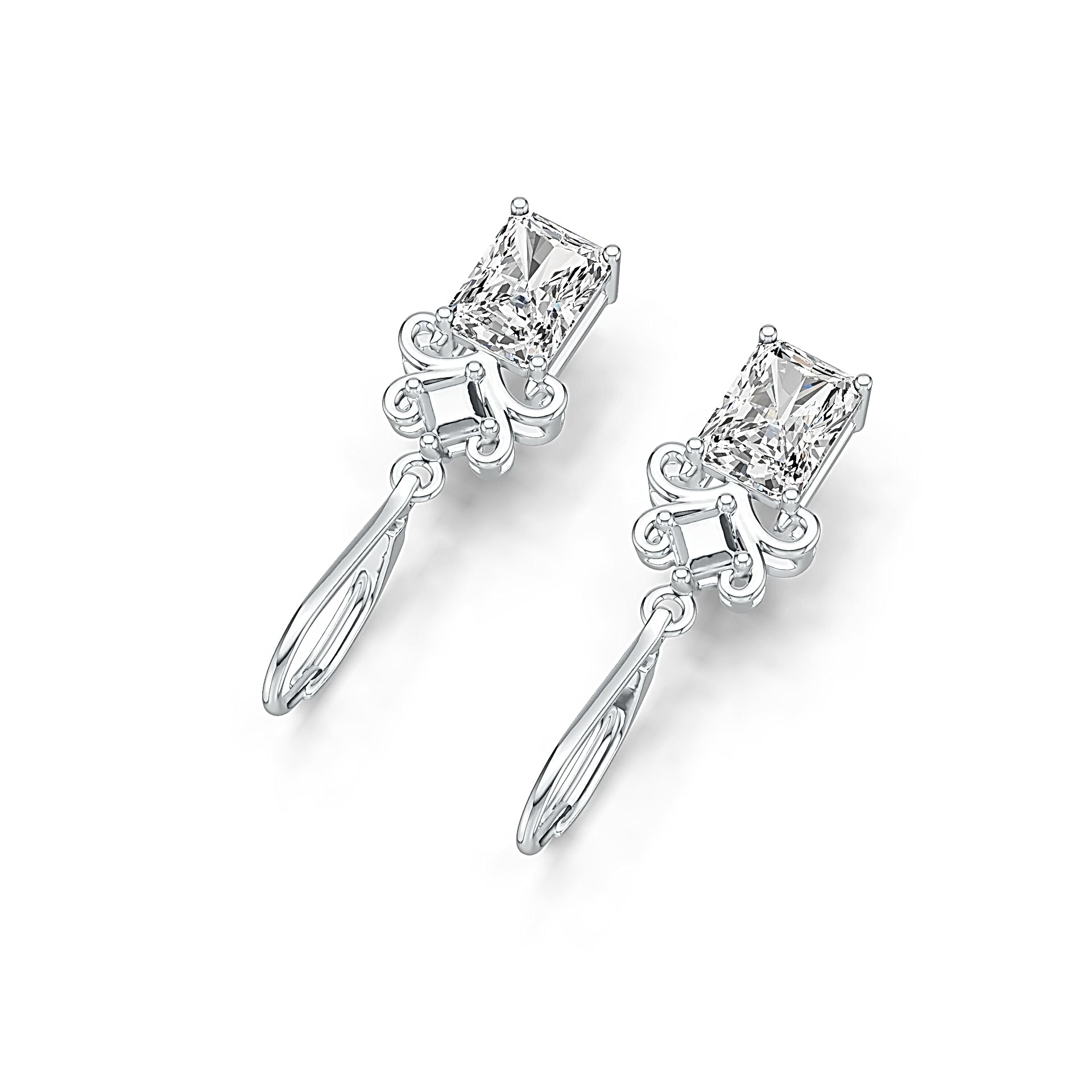 Sterling Silver Semi Mount Earrings Setting Emerald OCT 8x6mm Dangle Syzjewelry