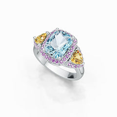 Sterling Silver Semi Mount Ring Setting Cushion CU 10.5X8MM TRI 5X5MM DHJ