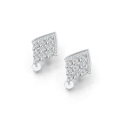Platinum Semi Mount Earrings Setting Oval OV 4X3mm Diamond Accent DHJ