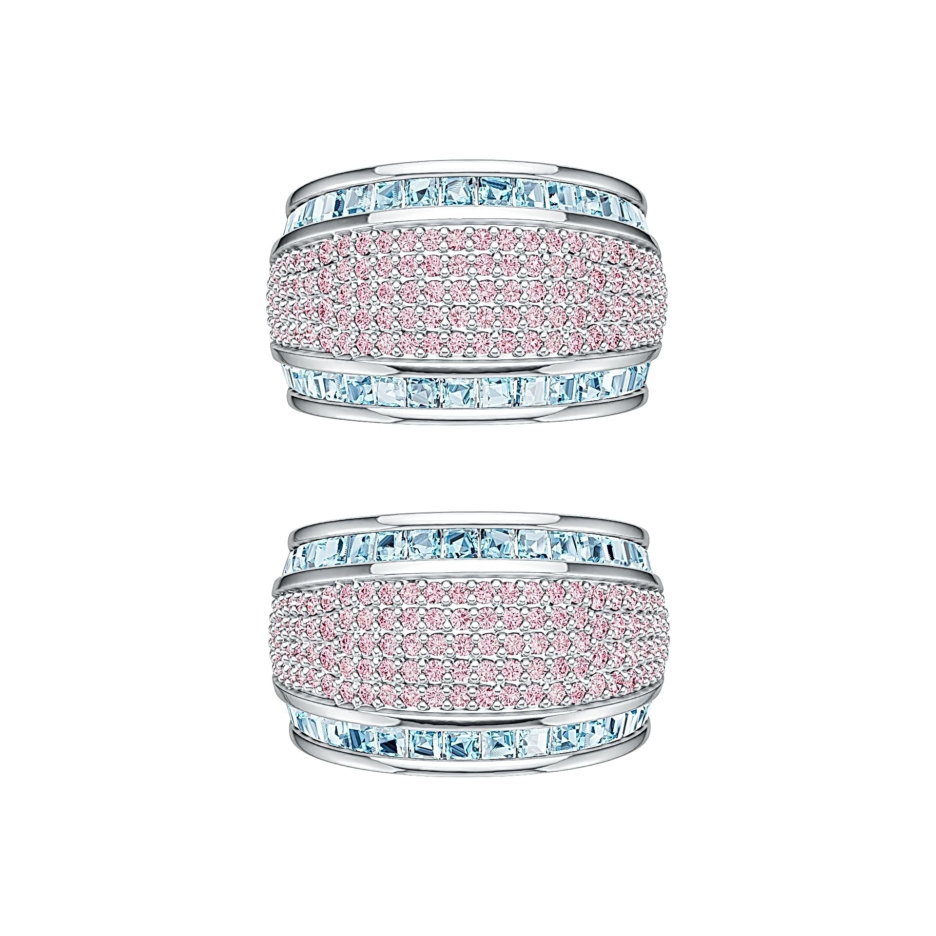 10K Gold Earrings Multi-Row Hoop with or Moissanite Moissanite Accent DHJ