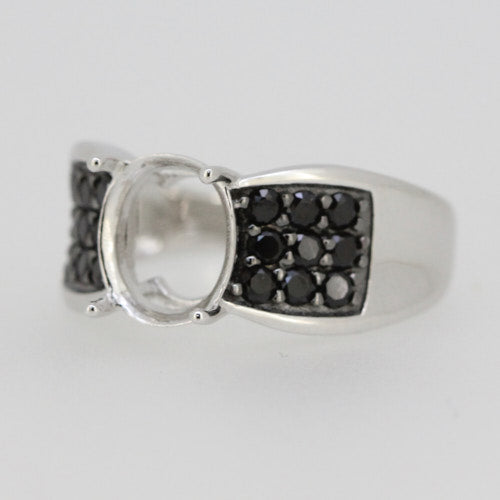 18K Gold Semi Mount Ring Setting Oval OV 10X8mm Diamond Accent DHJ