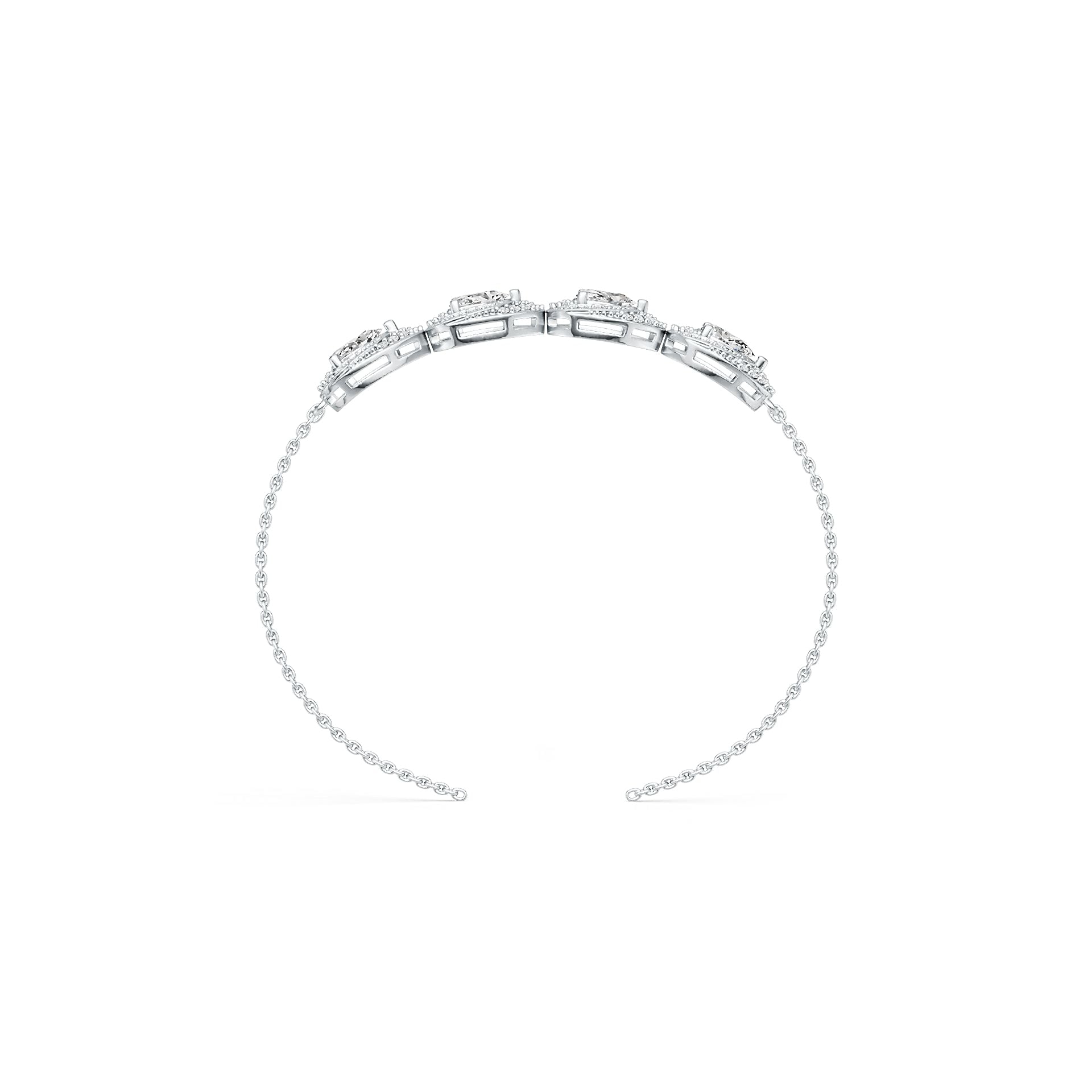 Platinum Semi Mount Bracelet Setting Pear PE 7X5mm with White Topaz Diamond Accent DHJ