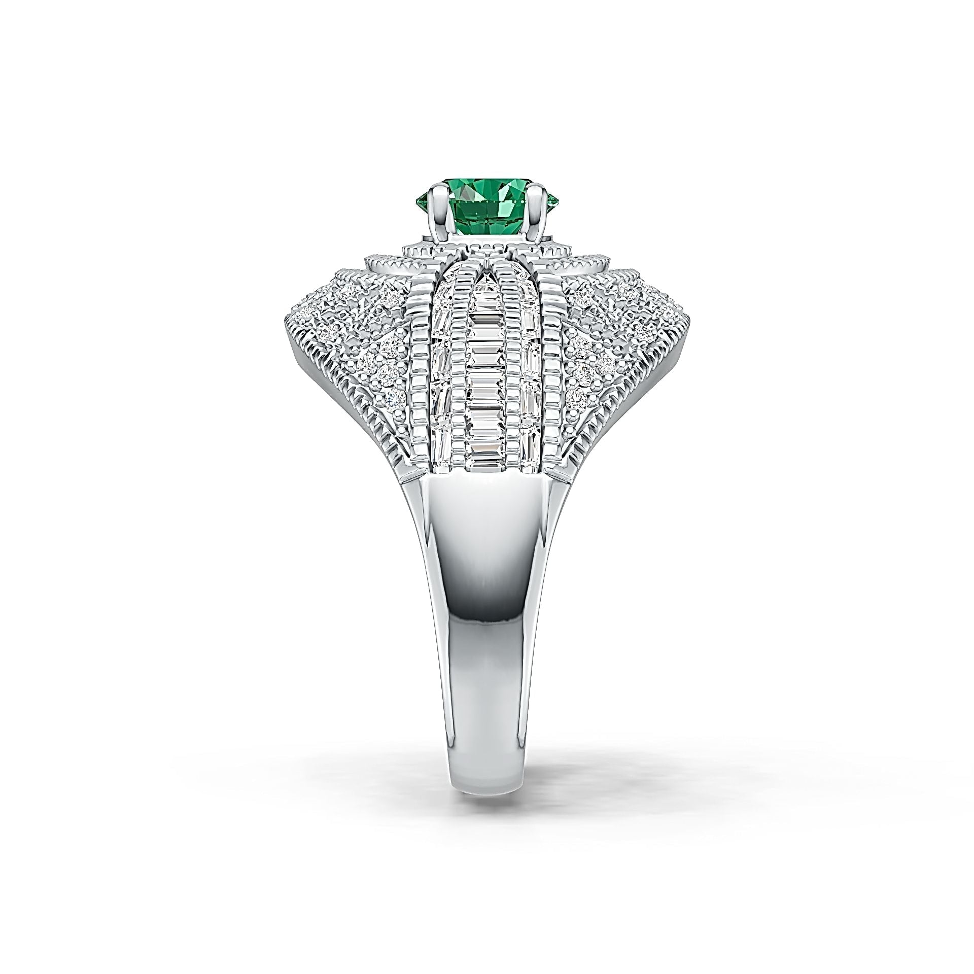 Platinum Semi Mount Ring Setting Round RD 6.5mm Diamond Accent DHJ