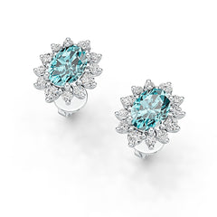 Sterling Silver Semi Mount Earrings Setting Oval OV 7X5mm with White Topaz Syzjewelry