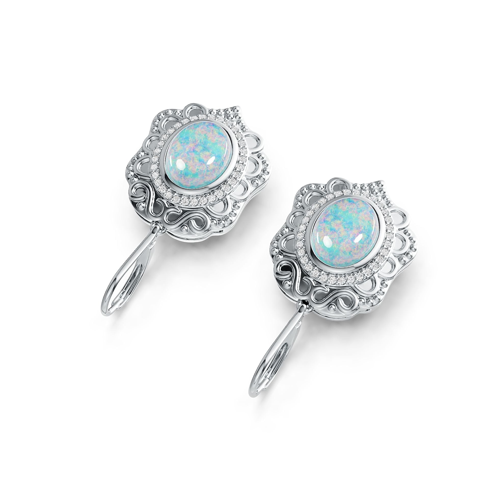 Sterling Silver Semi Mount Earrings Setting Oval OV 10X8mm Cabochon DHJ