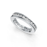 Sterling Silver Channel-Set Band Ring with White Topaz or Moissanite DHJ