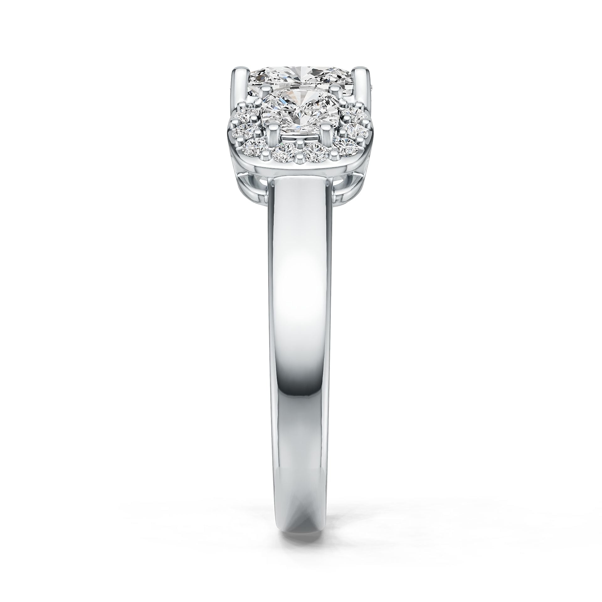 14K Gold Semi Mount Ring Setting Cushion CU 7.5X7.5mm CU 4X4mm Diamond Accent DHJ