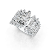 Sterling Silver Semi Mount Ring Setting Marquise MQ 14X7mm with White Topaz DHJ