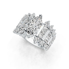 Sterling Silver Semi Mount Ring Setting Marquise MQ 14X7mm with White Topaz DHJ