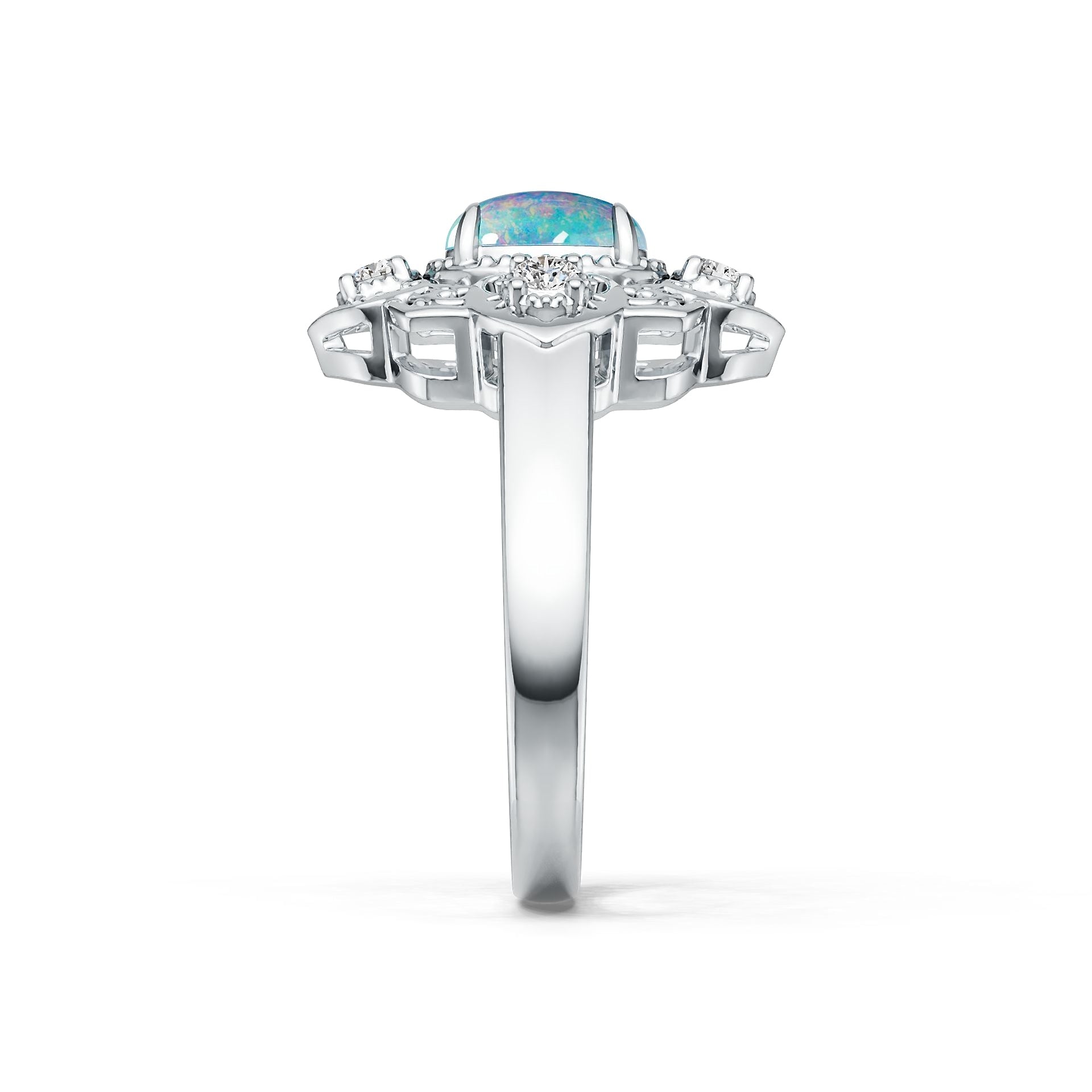18K Gold Semi Mount Ring Setting Oval OV 8X6mm Cabochon Diamond Accent DHJ