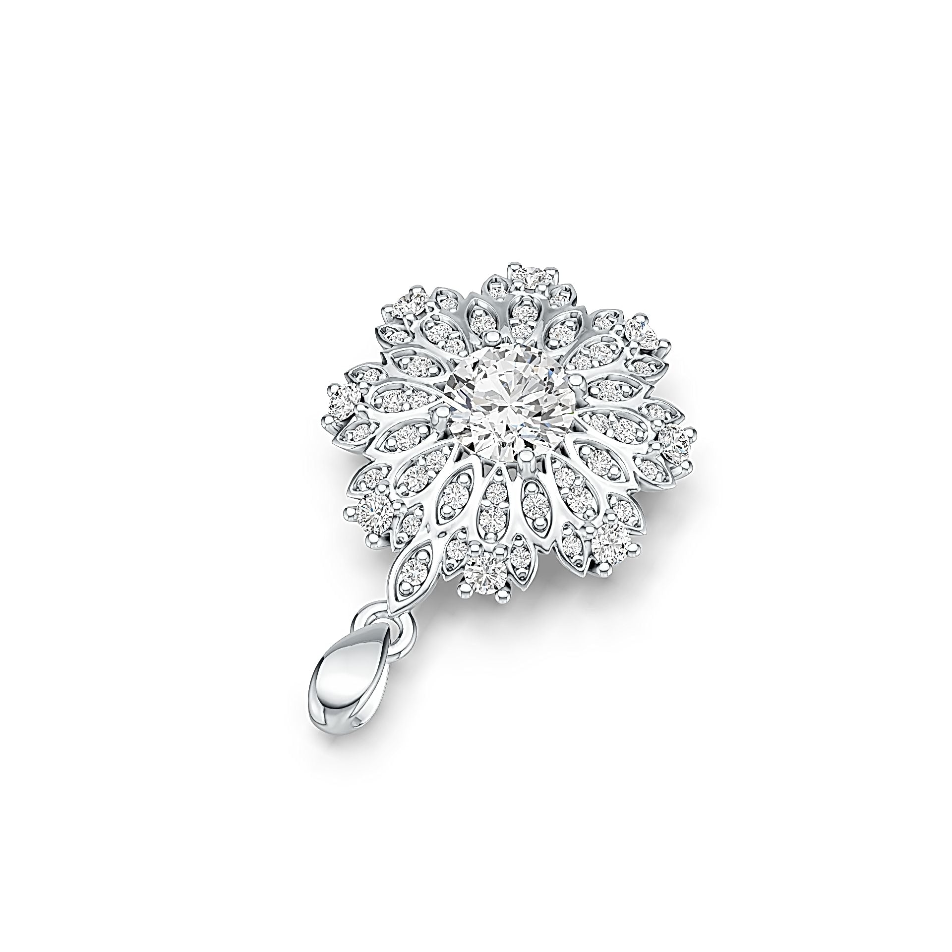 Sterling Silver Semi Mount Pendant Setting Round RD 6x6mm with White Topaz - Syzjewelry