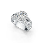 Sterling Silver Semi Mount Ring Setting Oval OV 12X10 with White Topaz