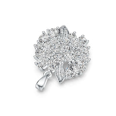 Sterling Silver Pendant Floral Theme with White Topaz or Moissanite DHJ