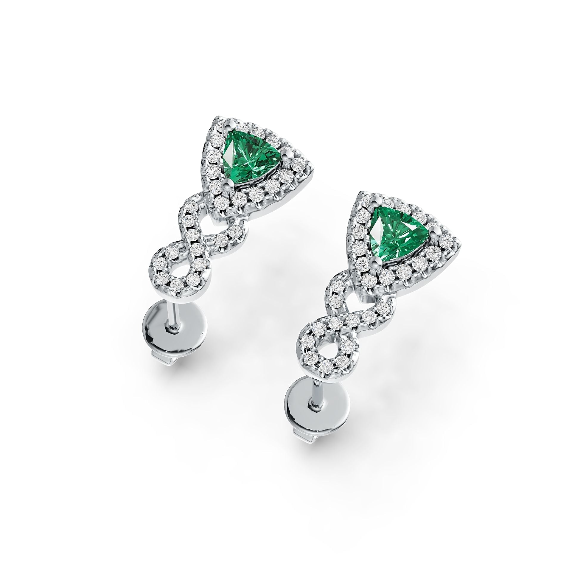 10K Gold Semi Mount Earrings Setting Trillion TL 4X4mm with White Topaz Moissanite Accent DHJ