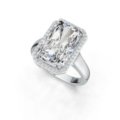 Sterling Silver Semi Mount Ring Setting Emerald OCT 16X10mm Halo DHJ