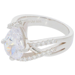 10K Gold Semi Mount Ring Setting Pear PE 12X8mm Bypass Split Shank Moissanite Accent Syzjewelry
