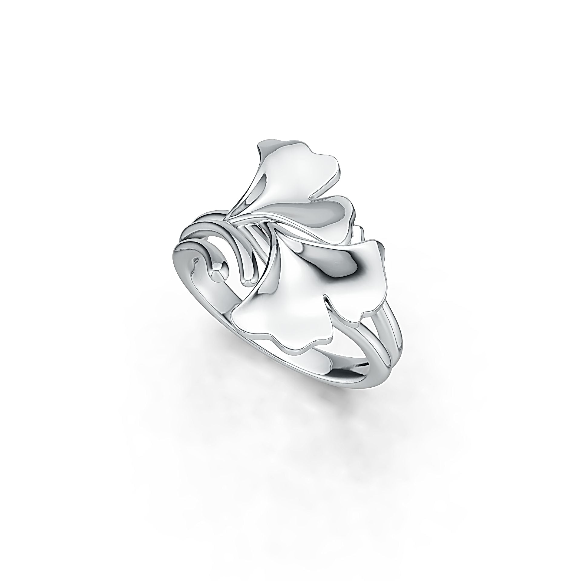 Sterling Silver Semi Mount Ring Setting Gingko Leaf Ring DHJ