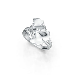 Sterling Silver Semi Mount Ring Setting Gingko Leaf Ring DHJ