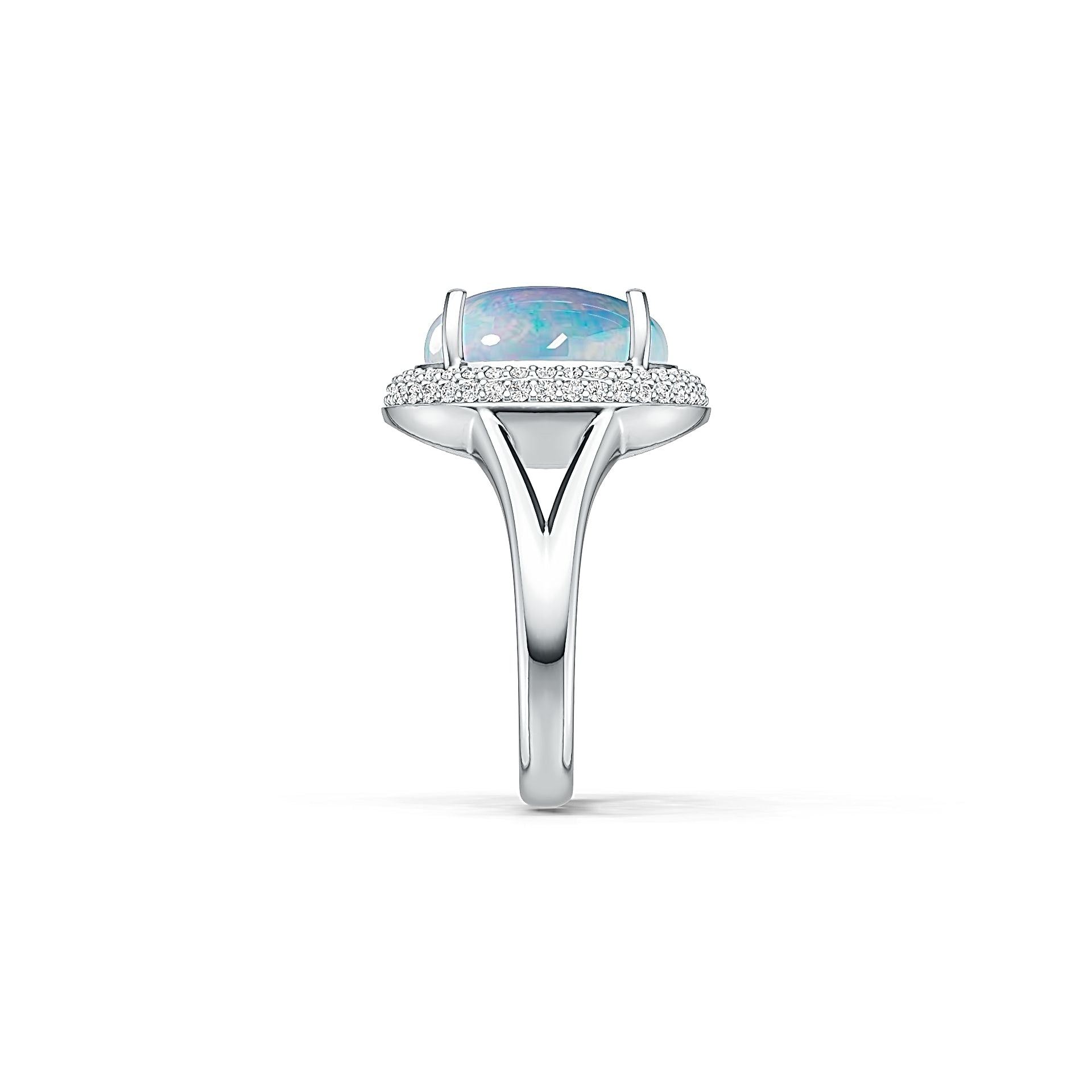 18K Gold Semi Mount Ring Setting Round RD 12x12mm Cabochon Diamond Accent DHJ