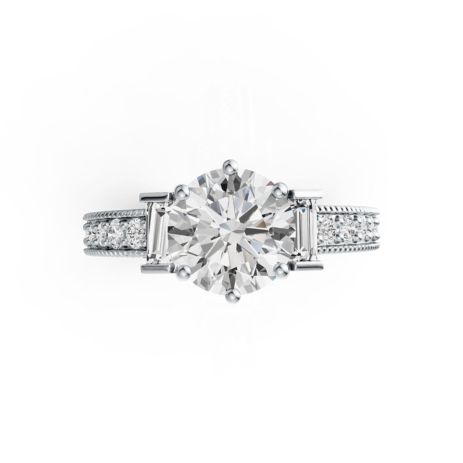 14K Gold Semi Mount Ring Setting Round RD 8X8mm with Diamond Accent DHJ