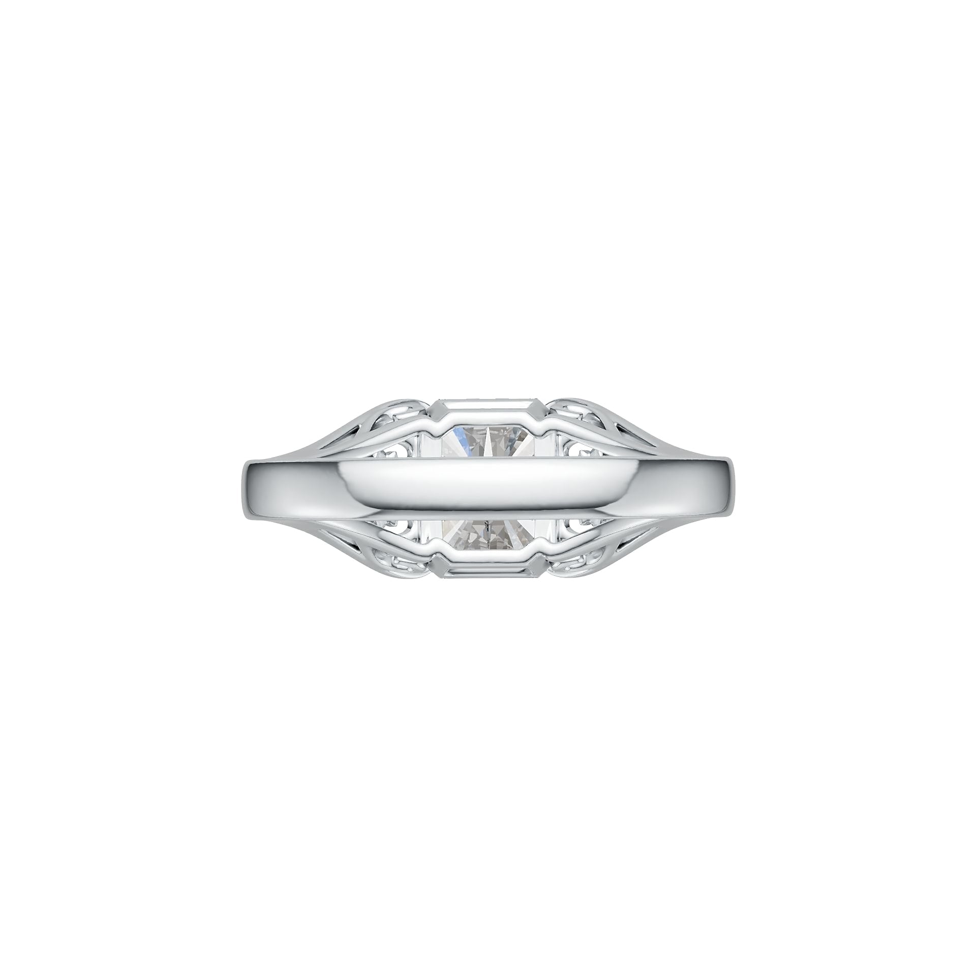 Platinum Semi Mount Ring Setting Emerald OCT 9X7mm Diamond Accent DHJ