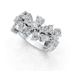 Sterling Silver Ring Flower Theme with White Topaz or Moissanite DHJ