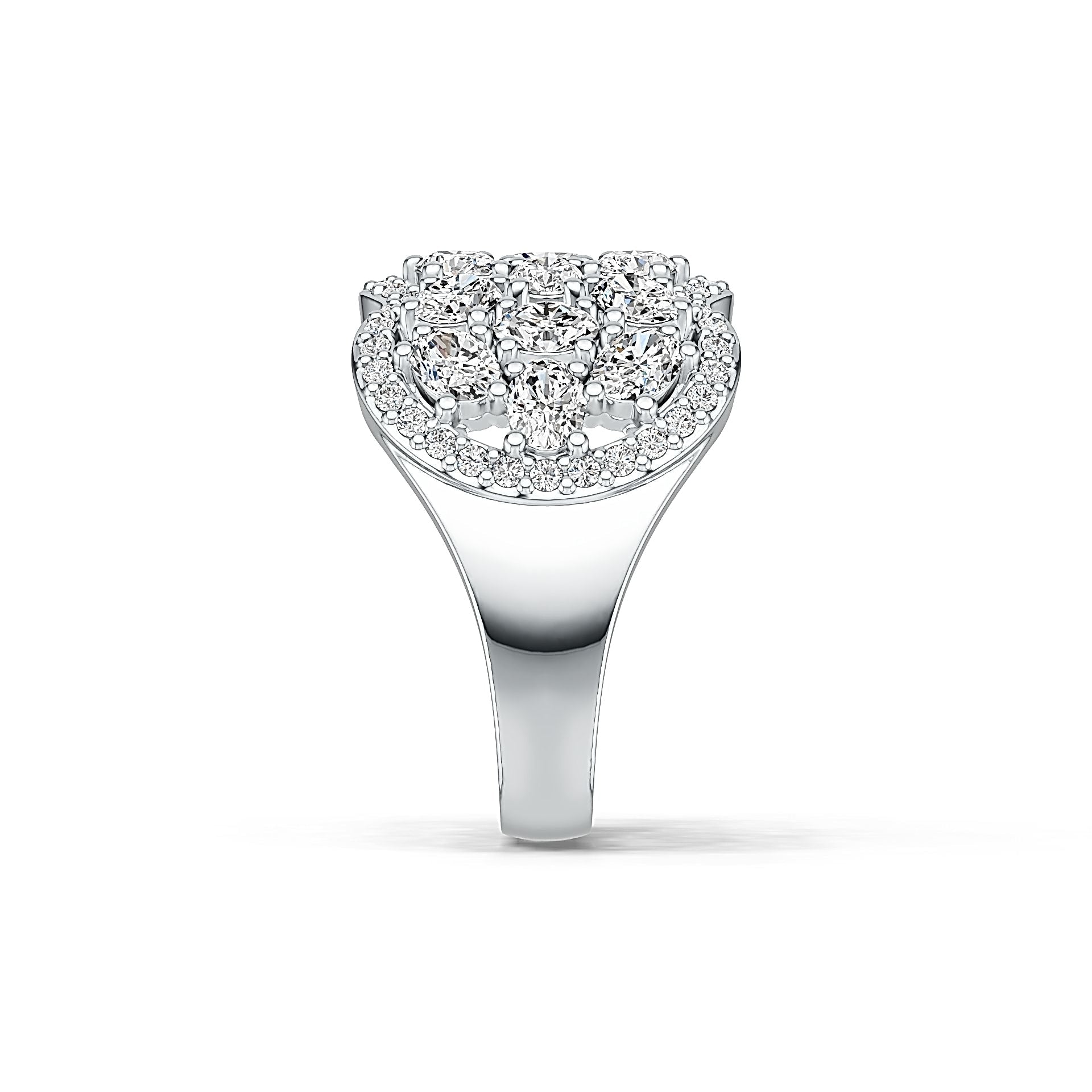 10K Gold Scalloped Cocktail Ring with White Topaz or Moissanite Moissanite Accent DHJ
