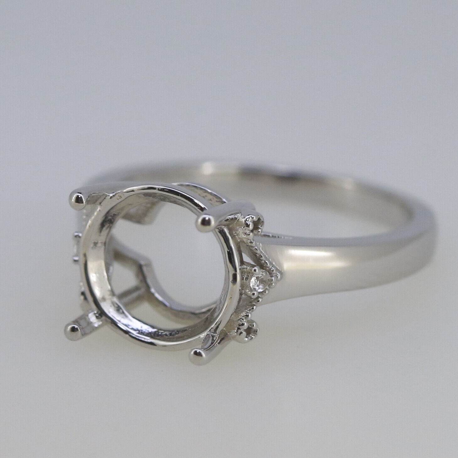 Platinum Semi Mount Ring Setting Round RD 10x10mm Solitaire Diamond Accent Syzjewelry
