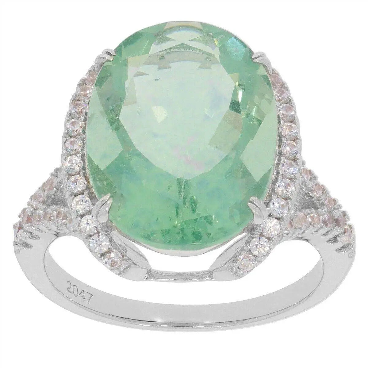18K Gold Semi Mount Ring Setting Oval OV 16X12mm with White Topaz Diamond Accent DHJ