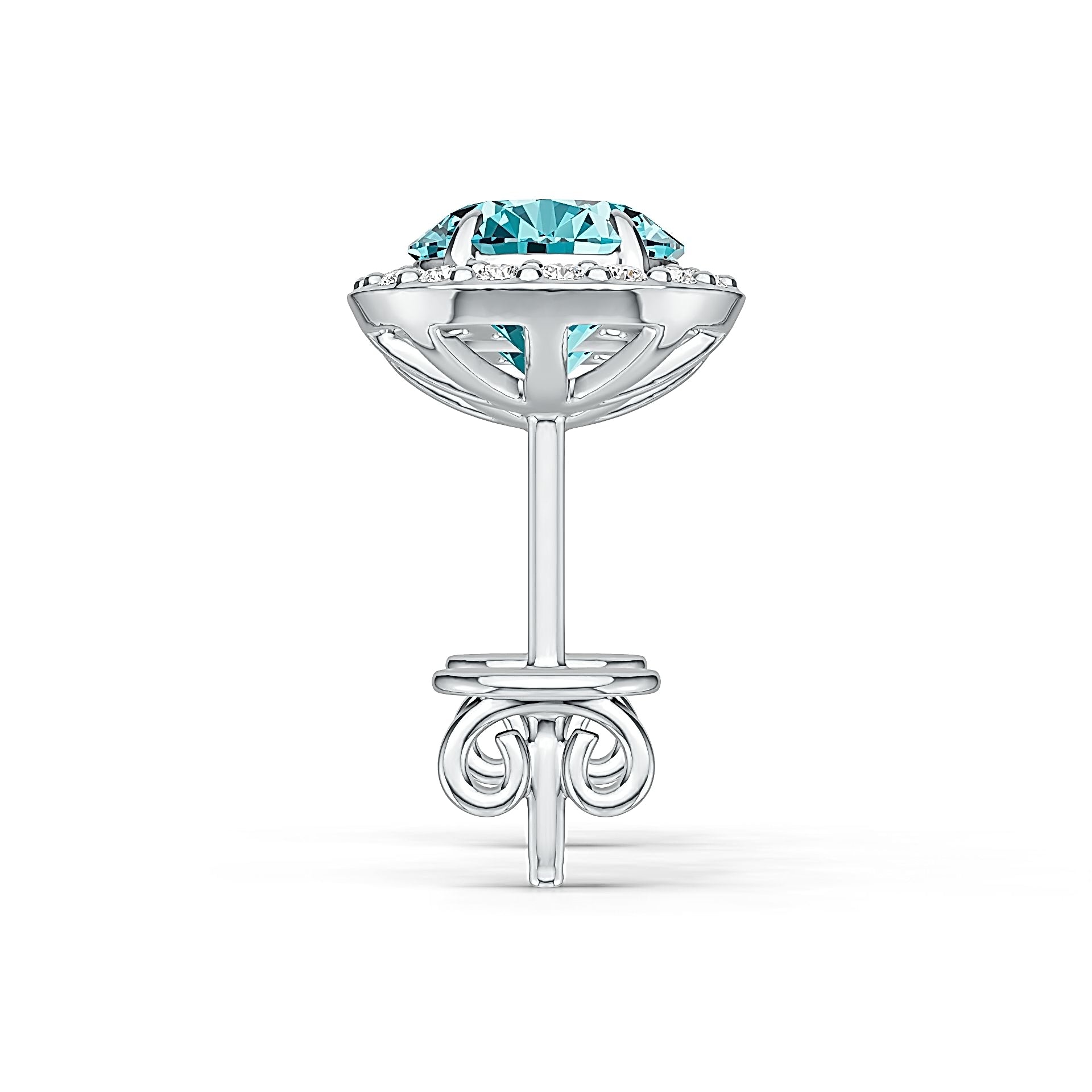 Platinum Semi Mount Earrings Setting Round RD 6x6m Halo Diamond Accent DHJ